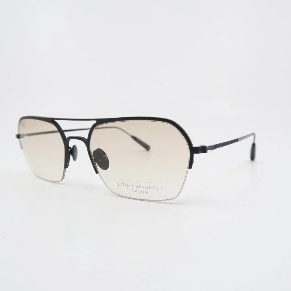 John Varvatos V173 53mm Black Titanium/Brown Gradient Half Rim, New Sunglasses.
